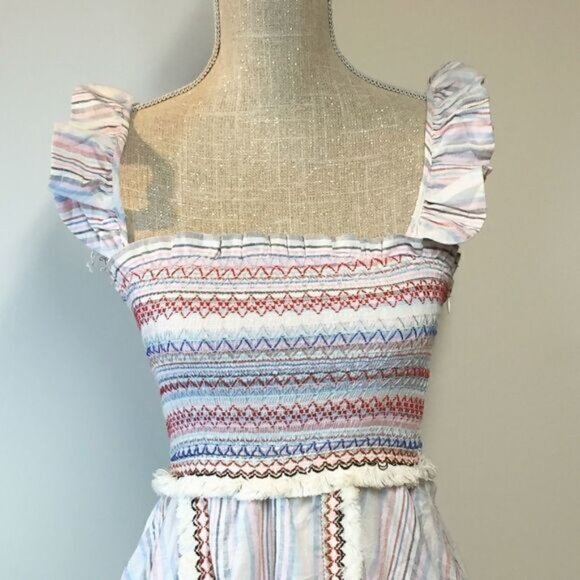 NWT Allison New York Smocked stripe Dress Sz XS - Picture 3 of 13